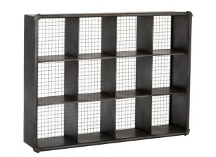 Černý kovový nástěnný policový regál - 121*26*91cm
