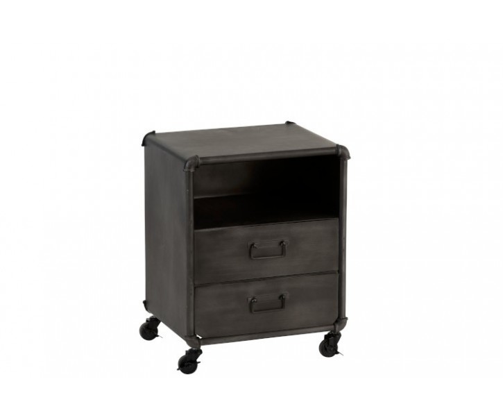 Černo-šedý noční stolek na kolečkách - 44*34*56cm J-Line by Jolipa