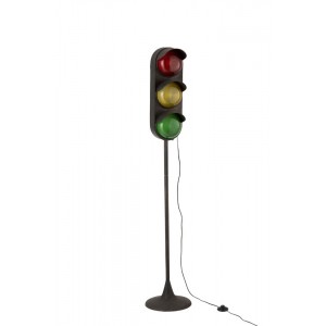 Černá kovová stojací lampa Semafor - Ø30*160cm