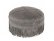Šedý kožený puf s výplní Tassels - Ø 52*40cm J-Line by Jolipa