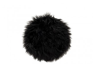 Černý chlupatý kulatý podsedák na židli - Ø38*6cm