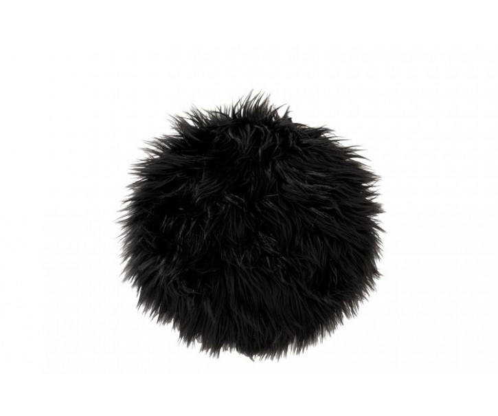 Černý chlupatý kulatý podsedák na židli - Ø38*6cm J-Line by Jolipa