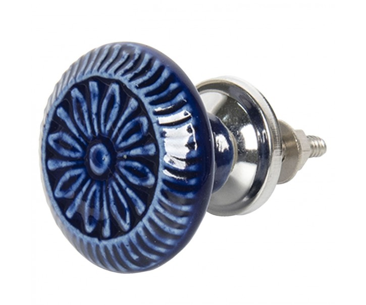 Modrá keramická úchytka Bluvy - Ø 4 cm Clayre & Eef