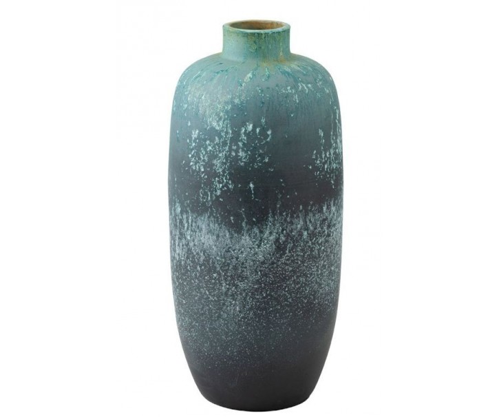 Azurová keramická dekorační váza Vintage - Ø 33*72cm J-Line by Jolipa
