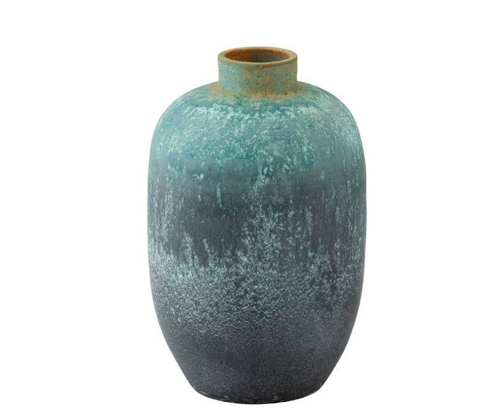 Azurová keramická dekorační váza Vintage - Ø 33*50cm J-Line by Jolipa
