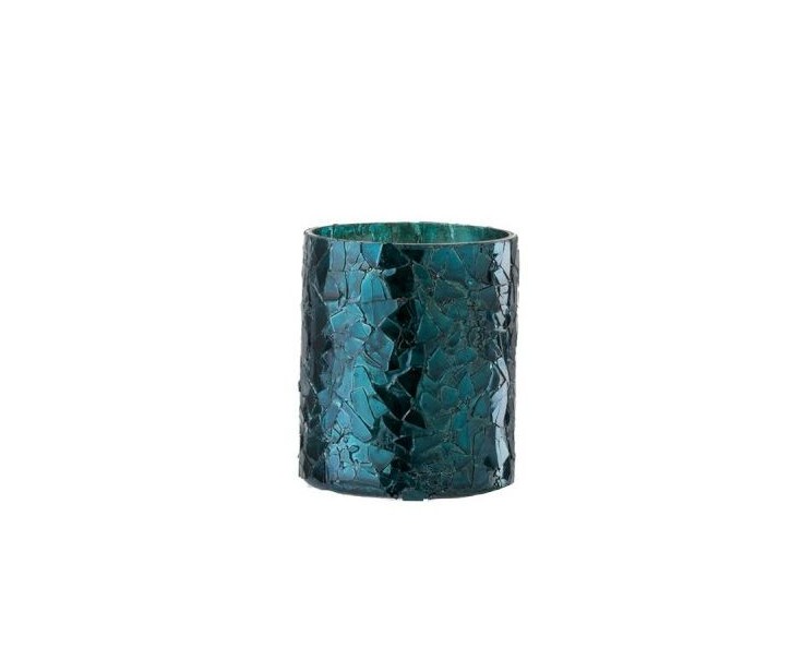 Modrý skleněný svícen - Ø 7*8 cm J-Line by Jolipa