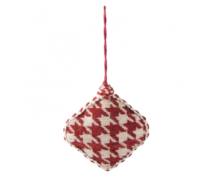 Vánoční červená textilní ozdoba kočotverec - 11*3*11 cm Clayre & Eef