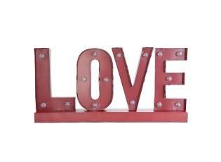Kovová LED svítící dekorace LOVE - 60*8*30 cm / 2x AA
