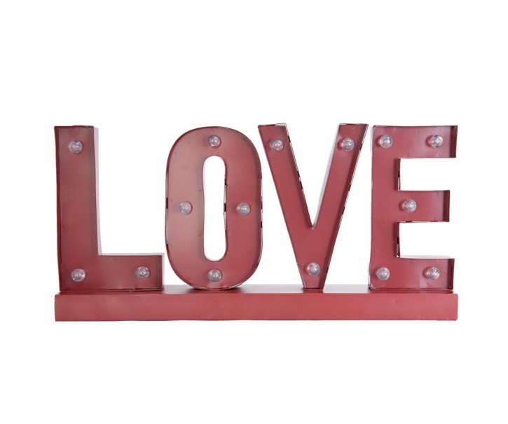 Kovová LED svítící dekorace LOVE - 60*8*30 cm / 2x AA Clayre & Eef