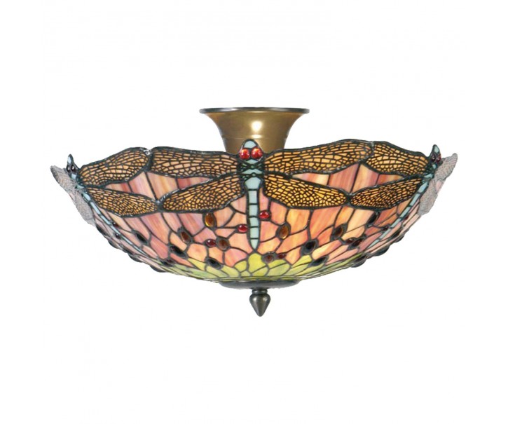 Stropní svítidlo Tiffany Libellule - Ø 40*23 cm 2x E14 / max 40w Clayre & Eef
