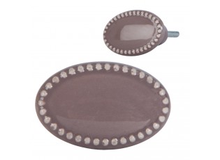 Taupe oválná vintage úchytka - 4*3*4 cm