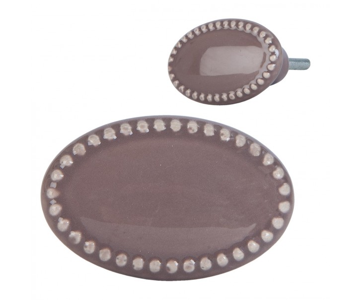 Taupe oválná vintage úchytka - 4*3*4 cm Clayre & Eef