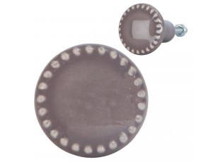 Taupe kulatá keramická vintage úchytka - Ø 3*4 cm 
