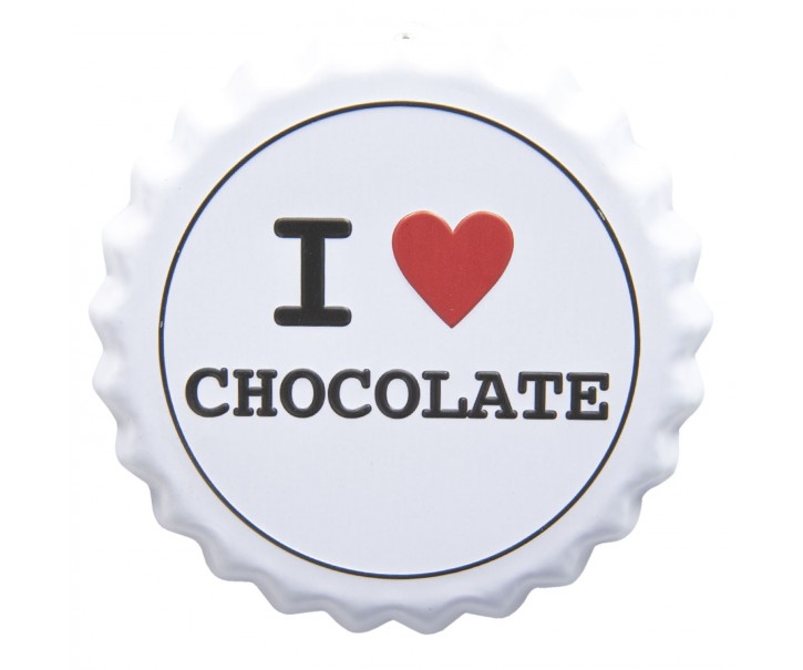 Nástěnná plechová cedule I love chocolate - Ø 13 cm Clayre & Eef