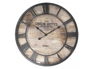 Nástěnné hodiny s číselnou kovovou konstrukcí Paris Union Hotel - Ø 68*6 cm
