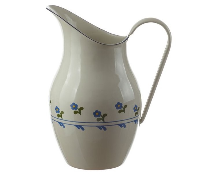Krémový smaltovaný džbán s květy - 20*26cm - 2.5L M&uuml;nder Email