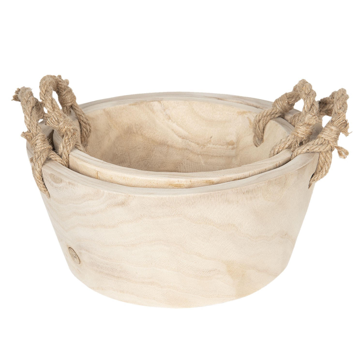 Sada 2 dřevěných košíků/ misek - Ø 36*16 cm / Ø 29*13 cm Clayre & Eef Sada 2 dřevěných košíků/ misek - Ø 36*16 cm / Ø 29*13 cm Clayre & Eef