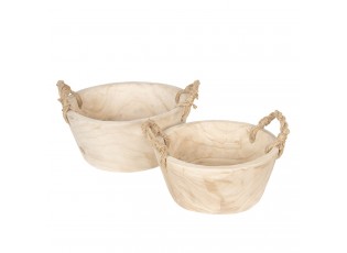Sada 2 dřevěných košíků/ misek - Ø 36*16 cm / Ø 29*13 cm
