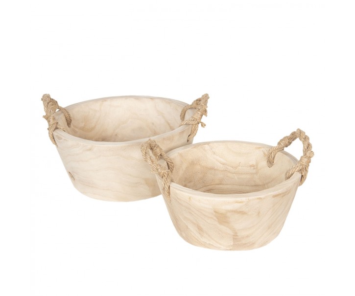 Sada 2 dřevěných košíků/ misek - Ø 36*16 cm / Ø 29*13 cm Clayre & Eef