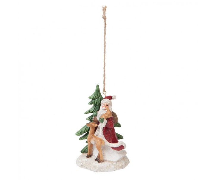 Vánoční ozdoba Santa se zvířátky - 7*6*10 cm Clayre & Eef