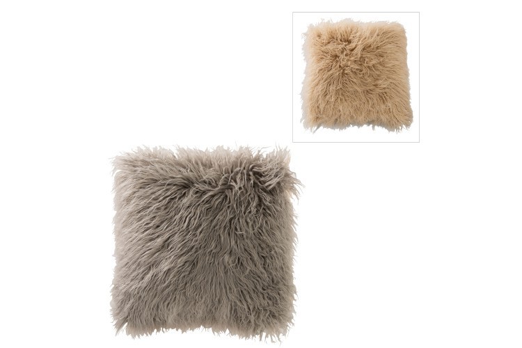 Šedo-béžový chlupatý polštář s výplní long hair - 45*45*16cm J-Line by Jolipa Šedo-béžový chlupatý polštář s výplní long hair - 45*45*16cm J-Line by Jolipa