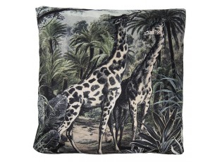 Černý sametový polštář s výplní Giraffes - 45*45cm