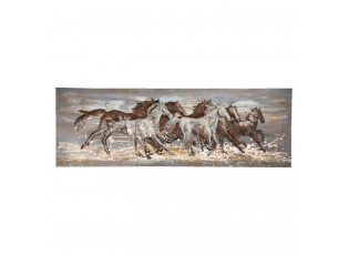 Nástěnný kovový obraz Koně - 150*5*50 cm