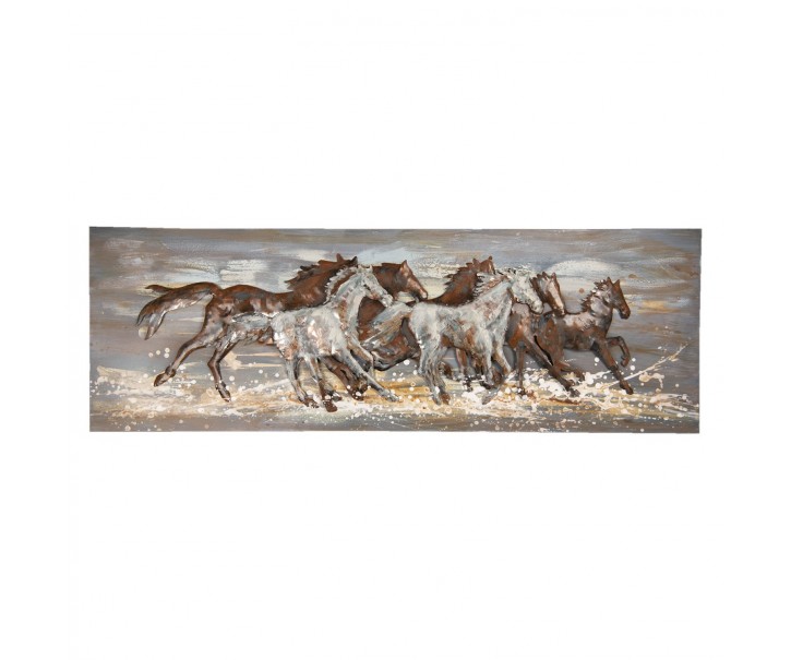 Nástěnný kovový obraz Koně - 150*5*50 cm Clayre & Eef