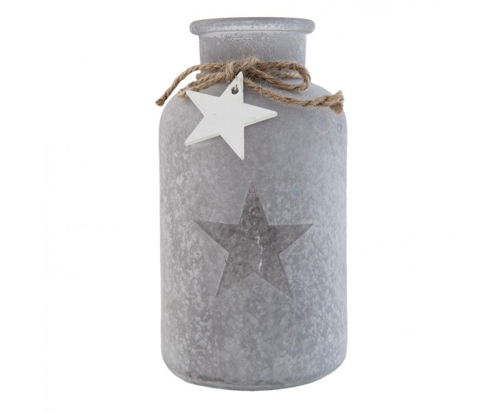 Dekorační skleněná láhev s hvězdou - Ø10*20 cm Clayre & Eef