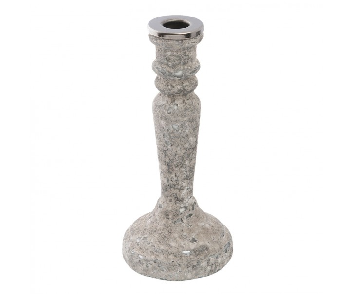 Skleněný svícen s kamenným potahem - Ø 10*22 cm Clayre & Eef