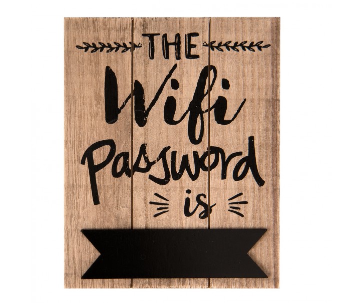 Nástěnná dřevěná cedule na heslo Wifi - 16*1*20 cm Clayre & Eef