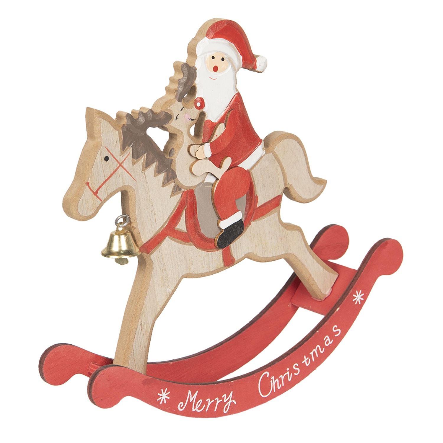 Dřevěná dekorace Santa na koni - 22*22*5 cm Clayre & Eef Dřevěná dekorace Santa na koni - 22*22*5 cm Clayre & Eef