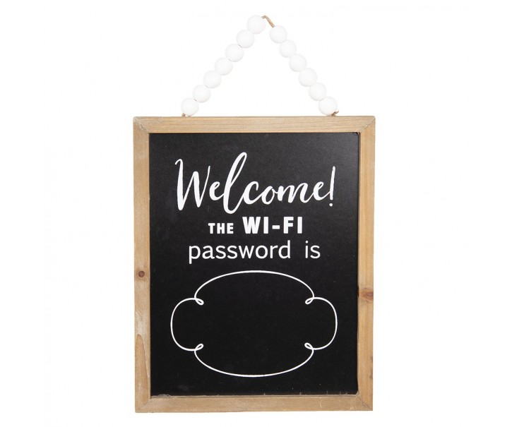 Nástěnná dřevěná cedule na heslo Wifi - 25*2*26 cm Clayre & Eef
