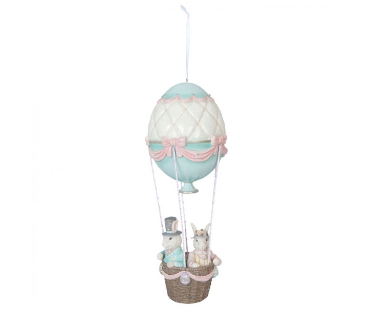 Velikonoční dekorace Králíci v horkovzdušném balónu - Ø 19*47 cm Clayre & Eef
