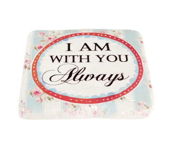 Keramický podtácek s růžemi a nápisem Always - 9*1*9 cm Clayre & Eef