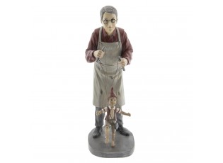 Dekorace muž s loutkou Pinocchio - 16*14*36 cm