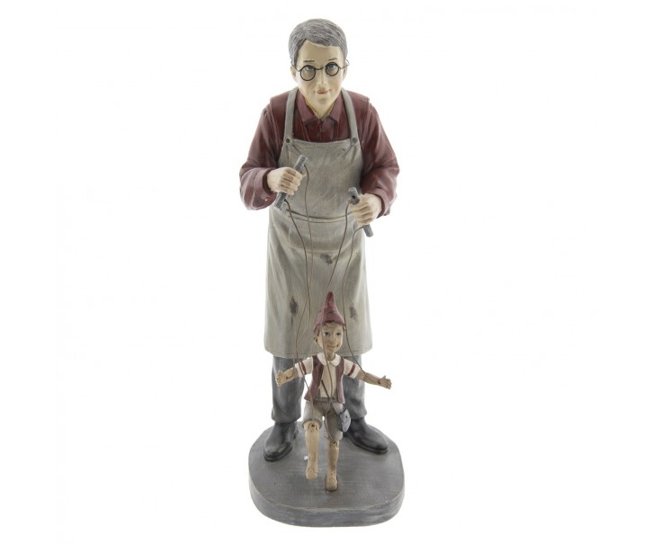Dekorace muž s loutkou Pinocchio - 16*14*36 cm Clayre & Eef
