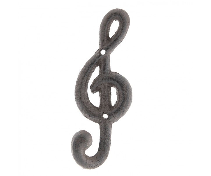 Nástěnný kovový hnědý hudební klíč - 6*5*17 cm Clayre & Eef