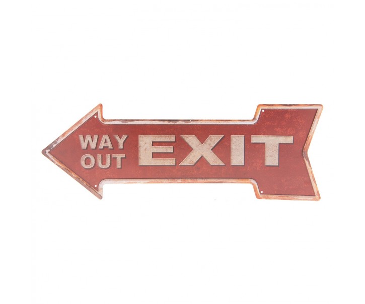 Červená plechová cedule Exit - 46*15 cm Clayre & Eef