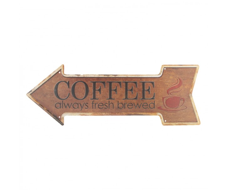 Hnědá plechová cedule Coffee - 46*15 cm Clayre & Eef