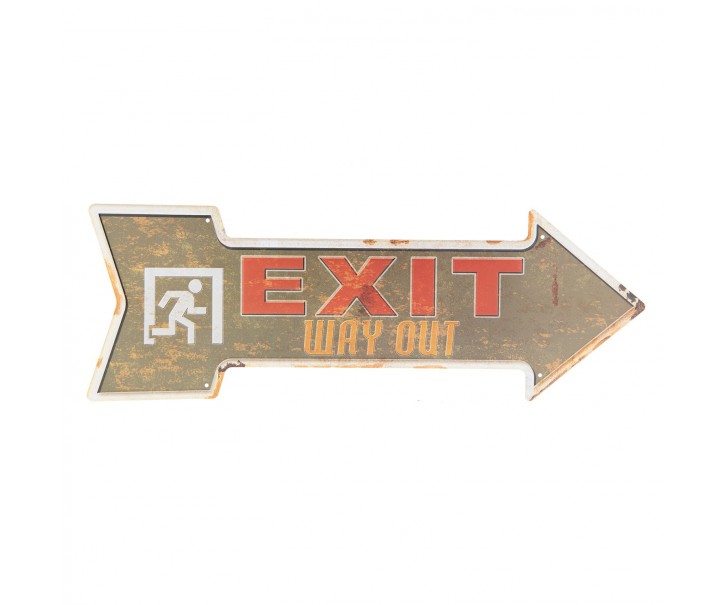 Plechová šipka Exit doprava - 46*15 cm Clayre & Eef