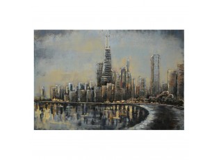 Nástěnný kovový obraz Skyline - 120*80*4 cm