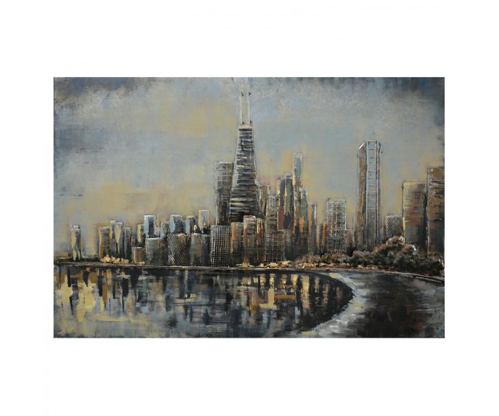 Nástěnný kovový obraz Skyline - 120*80*4 cm Clayre & Eef