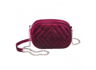 Burgundy sametová kabelka přes rameno na řetízku - 20*7*15 cm