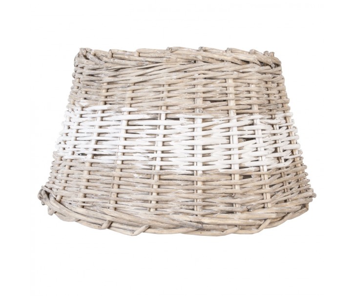 Ratanové stínidlo s bílým pruhem - Ø 38*22 cm / E27 Clayre & Eef