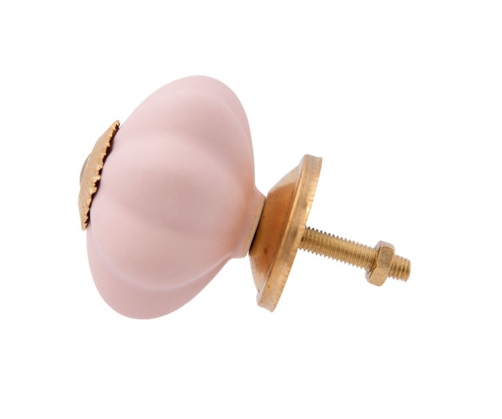 Nábytková úchytka v designu růžovo-zlaté květiny – Ø 4*4 cm Clayre & Eef