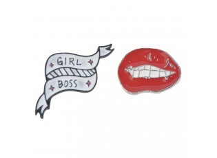 Sada 2ks dekorační brož na oděv Girl Boss - 2*3cm