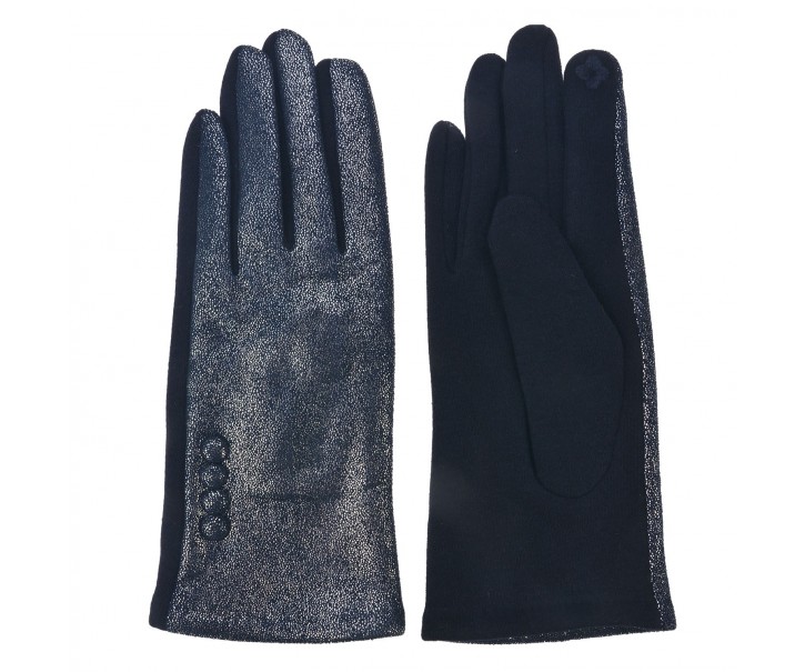 Tmavě modré zimní rukavice s knoflíky - 8*24 cm Clayre & Eef