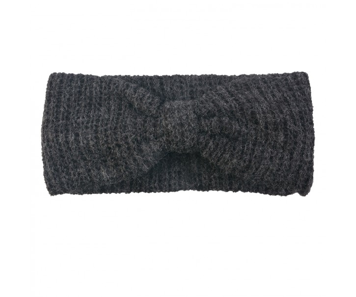 Antracitová pletená čelenka do vlasů - 10*23 cm Clayre & Eef