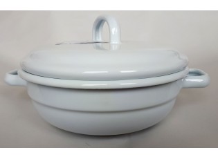 Bílá smaltovaná mísa s pokličkou White blue - Ø 16*8cm 